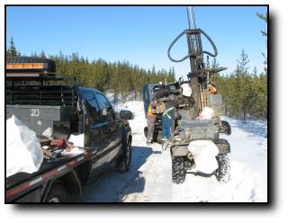 Tracked drill, quad and supervisors vehicle.